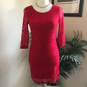 Mac + jac Stretch Red Lace Women Dress S*